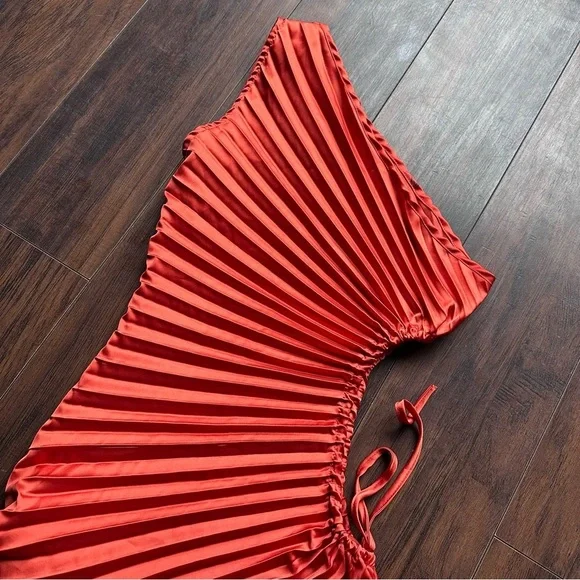 Kaei&Shi Satin Prom One Shoulder Cutout Asymmetrical Pleated Dress - Picture 5 of 8